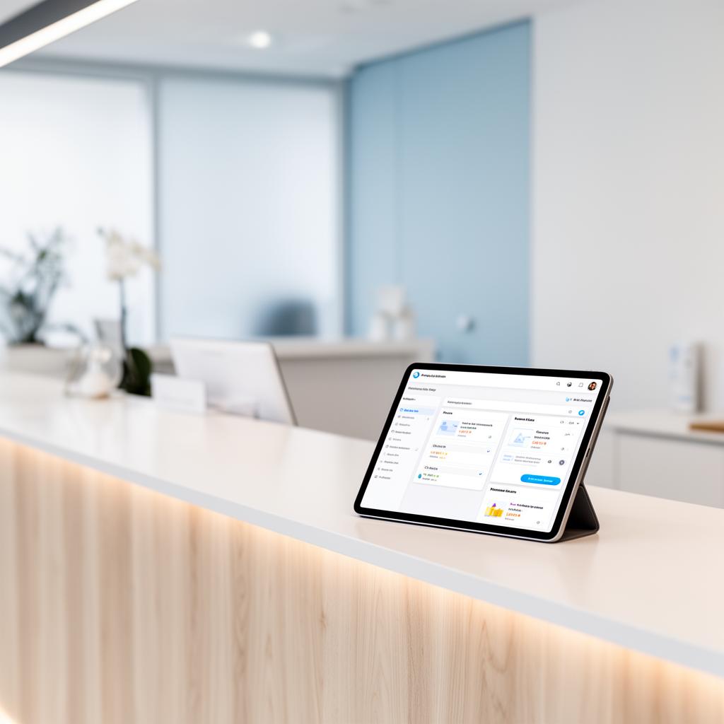 Moderne Zahnarztpraxis mit Tablet